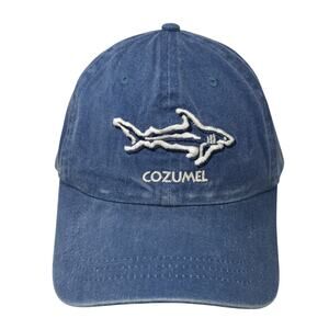 Shark Cozumel Slideback Hat Blue One Size Adjustable Leather Strap Del Sol